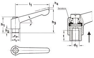 Adjustable Ratchet Handle - Dimensional Illustration