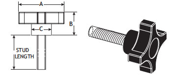 4 Prong Knob with Stud