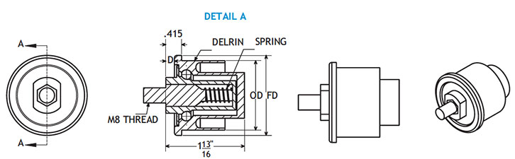 Self Sealing (Blind Bore) Spring Loaded Ball Bearing