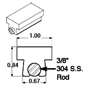 1' T-Top Sanitary Guide Rail