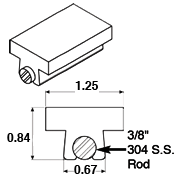 1 1/4' T-Top Sanitary Guide Rail